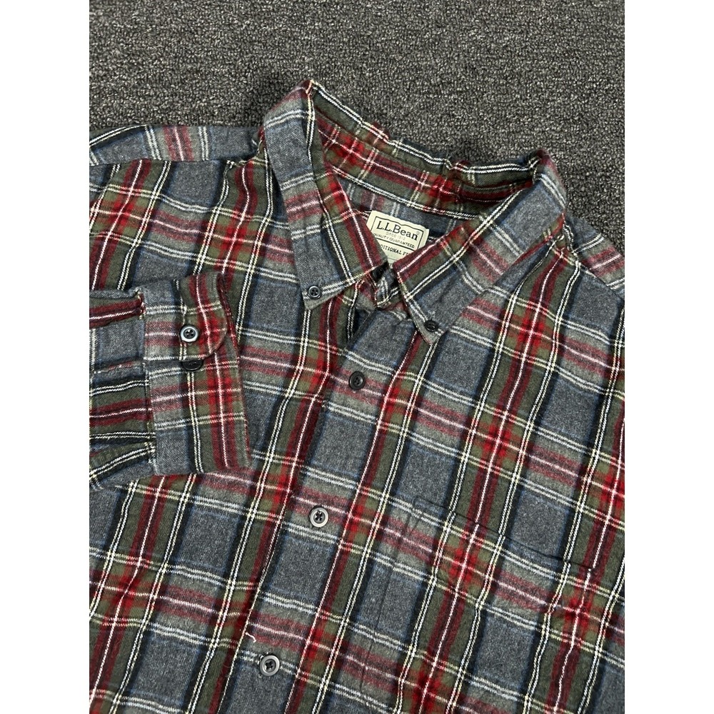LL Bean Flannel Shirt Men's XL Tall XLT Button Down Red Plaid Traditional Fit